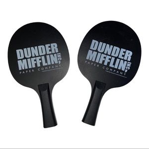 RARE The Office Dunder Mifflin Wooden Ping Pong Paddles